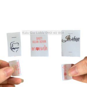 Mác vải gắn dây cột tóc_mác vải kiến gia_in mác vải gia re